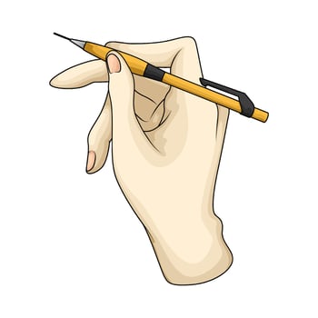 hand holding a yellow pencil vector