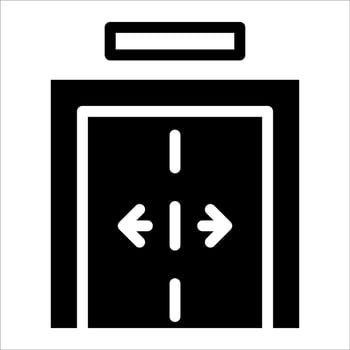An open door with arrows pointing in different directions vector