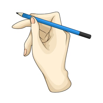 illustration of hand holding blue pencil vector