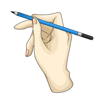 hand holding blue pencil vector