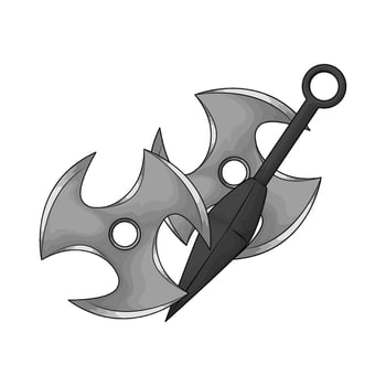kunai and two star shuriken illustration vector