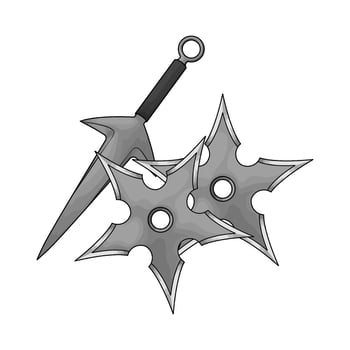 illustration of two star shuriken and kunai vector