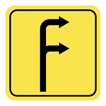 a yellow and black sign with an arrow pointing to the left png