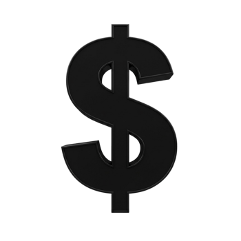 Dollar sign centered on a see-through backdrop png