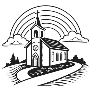Traditional House Silhouette Minimalist Two Color Art Illustration vector