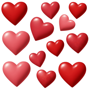 Transparent background filled with individual heart designs png