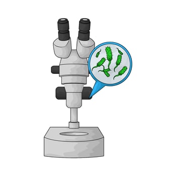 illustration of lab microscope and bacteria vector