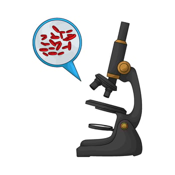 Laboratory microscope with cell illustration vector