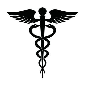 Black caduceus medical symbol illustration on white background vector