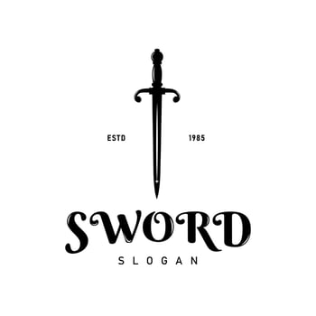 Sword Silhouette with Vintage Style Design Logo vector