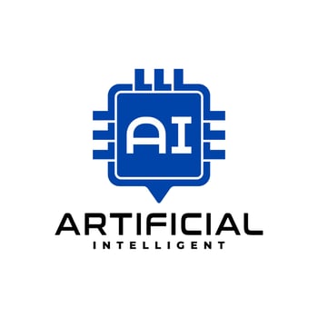 illustration of computer chip with letter A and I. Artificial Intelligence logo for technology company. vector