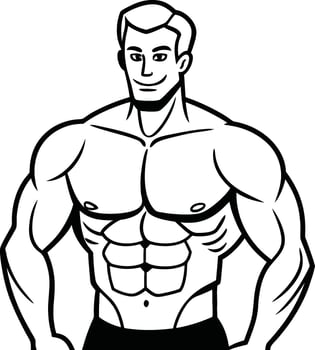 A Strong and muscular bodybuilder illustration vector