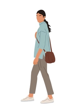 Woman in smart casual summer clothes walking vector