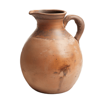 Ancient terracotta jug isolated showcasing simple form and earthy brown tones png