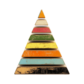 Colorful layered pyramid on transparent background, showcasing geometric forms and vibrant hues png