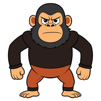 Cartoon gorilla with angry expression character design flat illustration vector