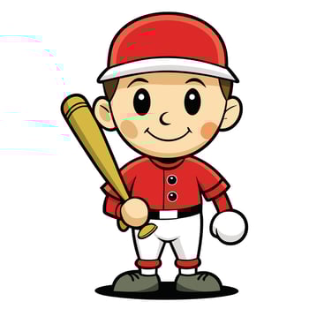 Cartoon baseball player with bat mascot illustration for childrens design vector
