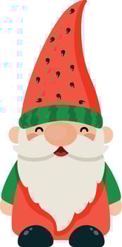 Cute Watermelon Gnome Isolated on White vector