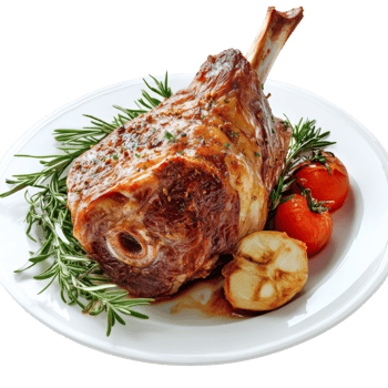 Exquisite Tomahawk Steak Presentation. Culinary Artistry on a White Plate with Herbs png