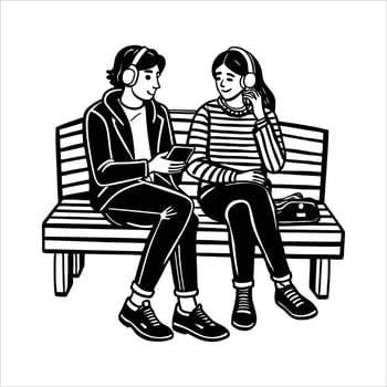 A pair of best friends sitting vector