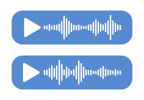 Audio record, podcast sound wave line, voice message interface design with play button. Equalizer icon. vector