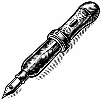 Vintage Fountain Pen Sketch with Intricate Details in Monochrome Ink Style vector
