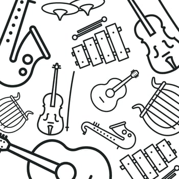 Music instruments doodle set. vector