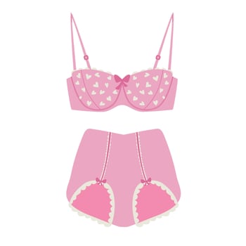 A set of vintage pink women's underwear. vector