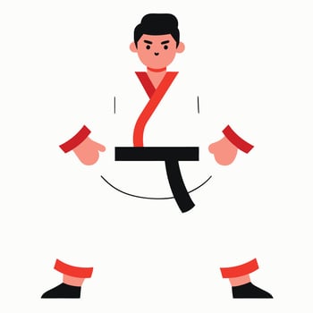 Karate fighter minimalist illustration flat design martial arts black belt vector