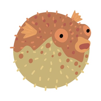 Puffer Fish, Marine Life Element, Sea or Ocean Creature Illustration vector