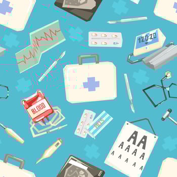 Medical Supplies Seamless Pattern, Doctors Tools, Design Element Can Be Used for Website, Wallpaper, Background illustration vector