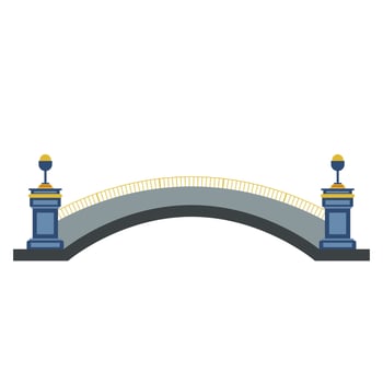 Bridge architecture in flat design. Classical arch construction with pillars. illustration isolated. vector