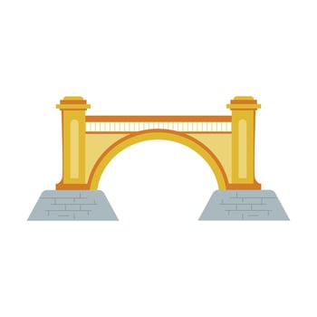 Bridge architecture in flat design. Viaduct construction with arch gate. illustration isolated. vector
