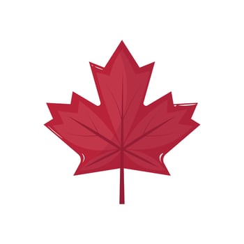 Canada flag maple leaf in flat design. Red national canadian symbol. illustration isolated. vector