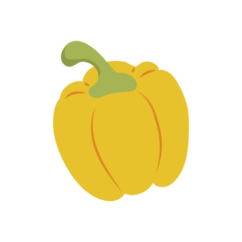 Yellow sweet pepper in flat design. Vegetarian food product, paprika vegetable. illustration isolated. vector