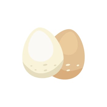 Chicken eggs in flat design. Fresh, organic and farm protein food product. illustration isolated. vector