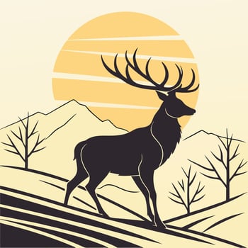 Majestic Deer Silhouette at Sunset vector