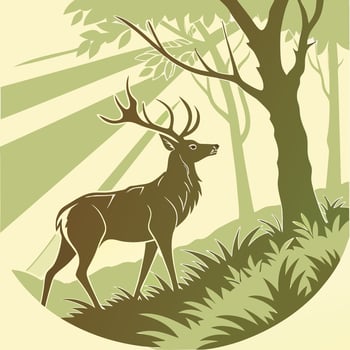 Majestic Stag in Forest Silhouette vector