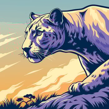 Majestic Cougar at Sunset vector