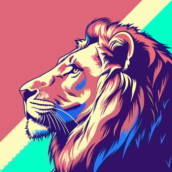 Colorful Lion Head Profile Illustration vector