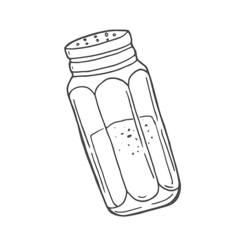 Pepper shaker and ground spice. Hand drawn illustration. Retro style. vector