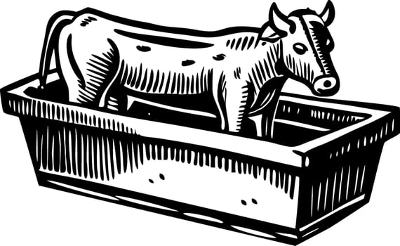 Water trough illustration in vintage style vector