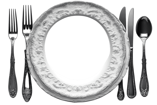 Elegant Ornate Plate with Cutlery Setting png