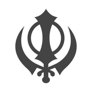 Flag of Sikhism. Khanda Religious Symbol on Orange Background vector