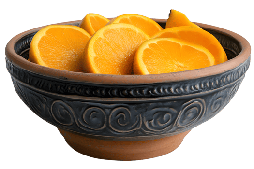 Oranges in a Decorative Bowl Fresh Citrus Fruit Still Life Photography png