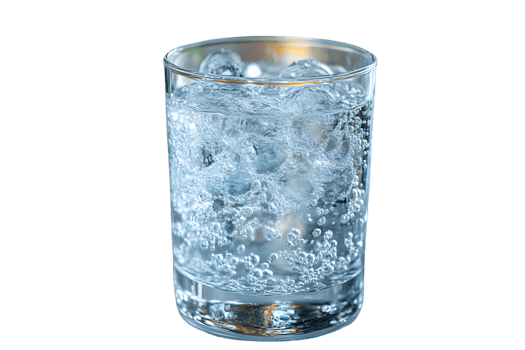 Refreshing Glass of Iced Water with Bubbles Perfect for Hydration Beverages and Cool Drinks png