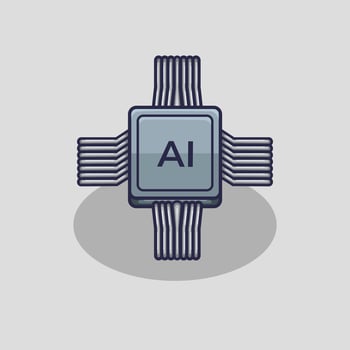 illustration of an AI microchip with a futuristic design featuring advanced electronic circuits and glowing blue lights Perfect for artificial intelligence machine learning digital technology vector