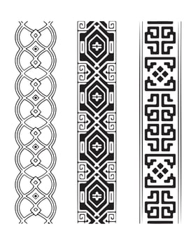 Three Elegant Black and White Tribal Pattern Borders vector