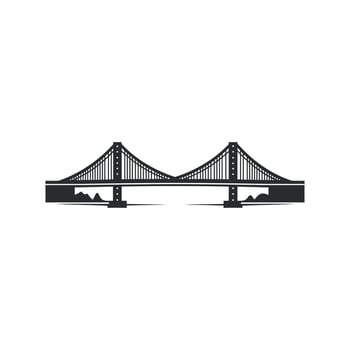 Bridge spans a body of water. vector