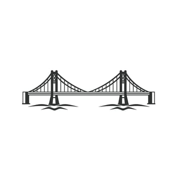 The golden gate bridge is shown in black and white vector